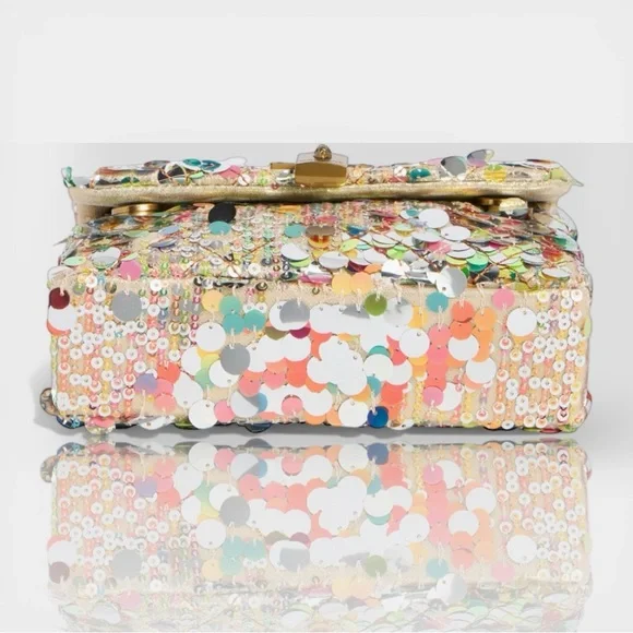 Kurt Geiger 🪢 Mini Brixton Sequin Shoulder Bag with Gold Chain - Picture 4 of 10